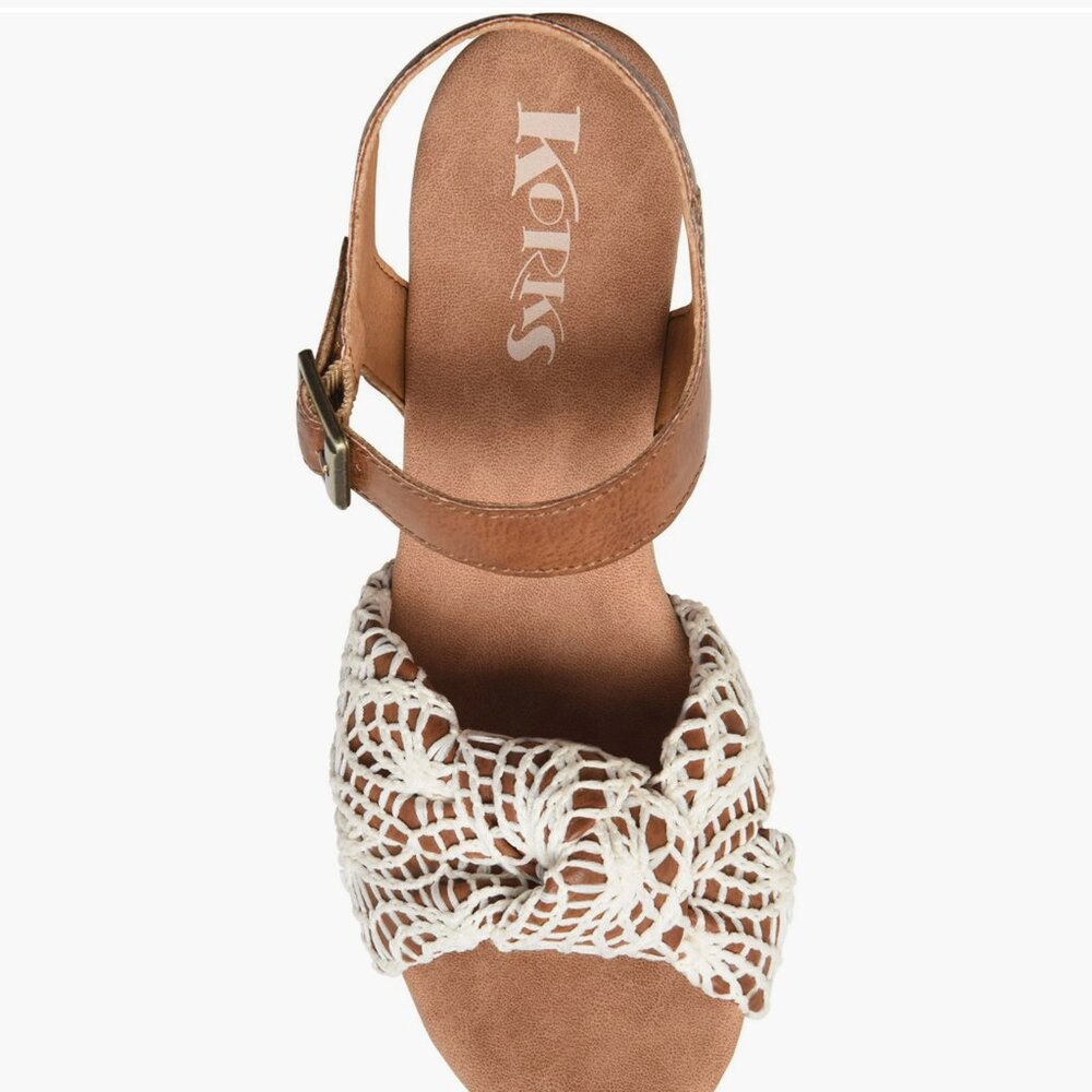 NEW KORKS Natalia Knot Sandal In Color TAN/ NAT CROCHET - Picture 6 of 9